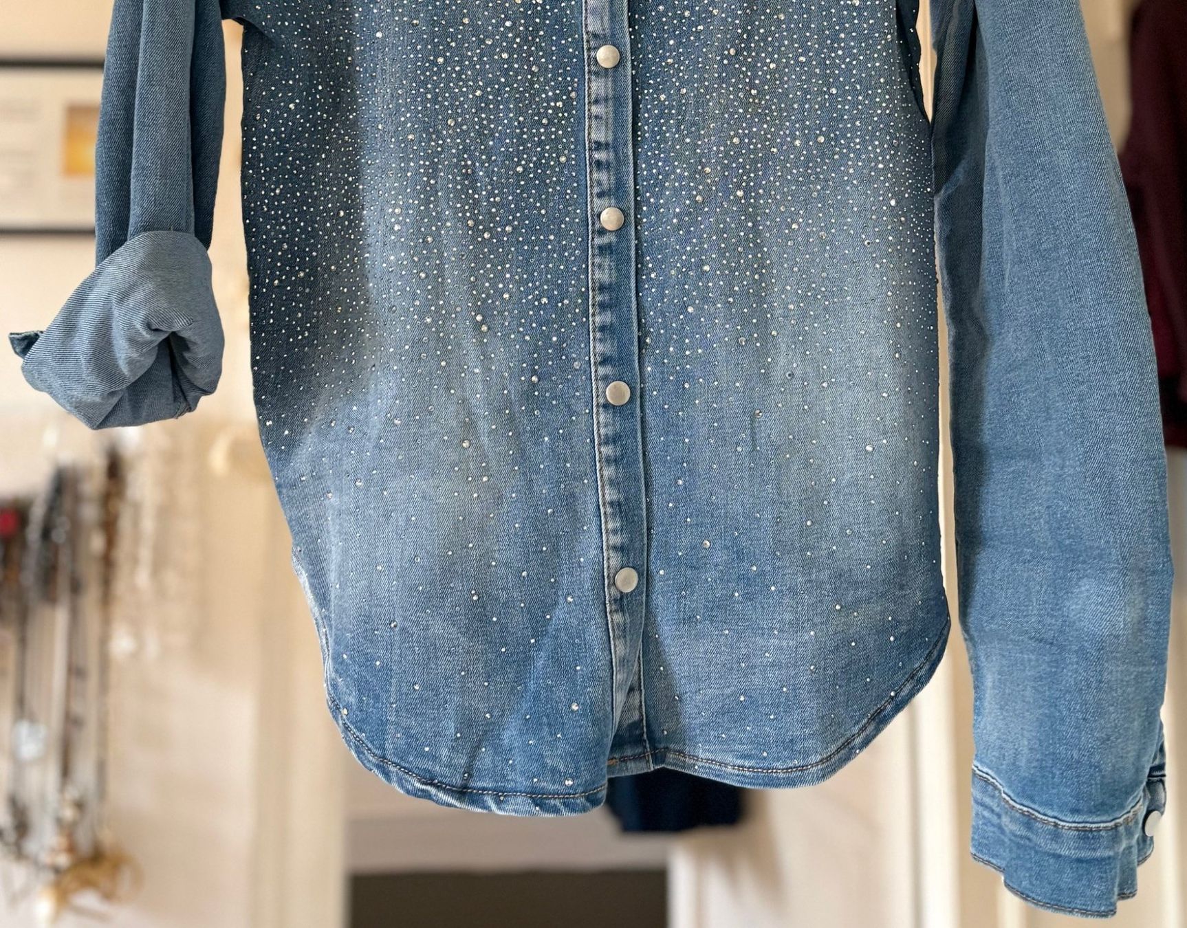 Camicette: CHEMISE EN JEANS AVEC STRASS! M – Nuovo e nell'imballaggio originale da Locarno venduto da NicoNion 2