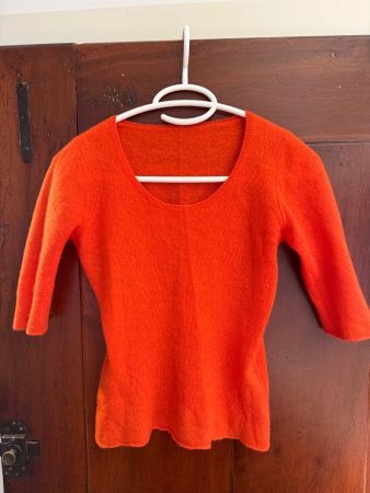 Kaschmir Damen t-shirt orange Kurzarm