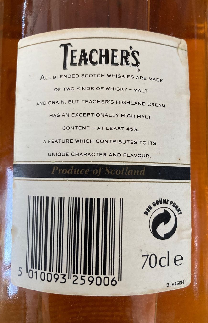 Bevande alcoliche: Teachers Highland Cream von ca 1985 – Nuovo (secondo la descrizione) da Roggwil BE venduto da Maui2000 2