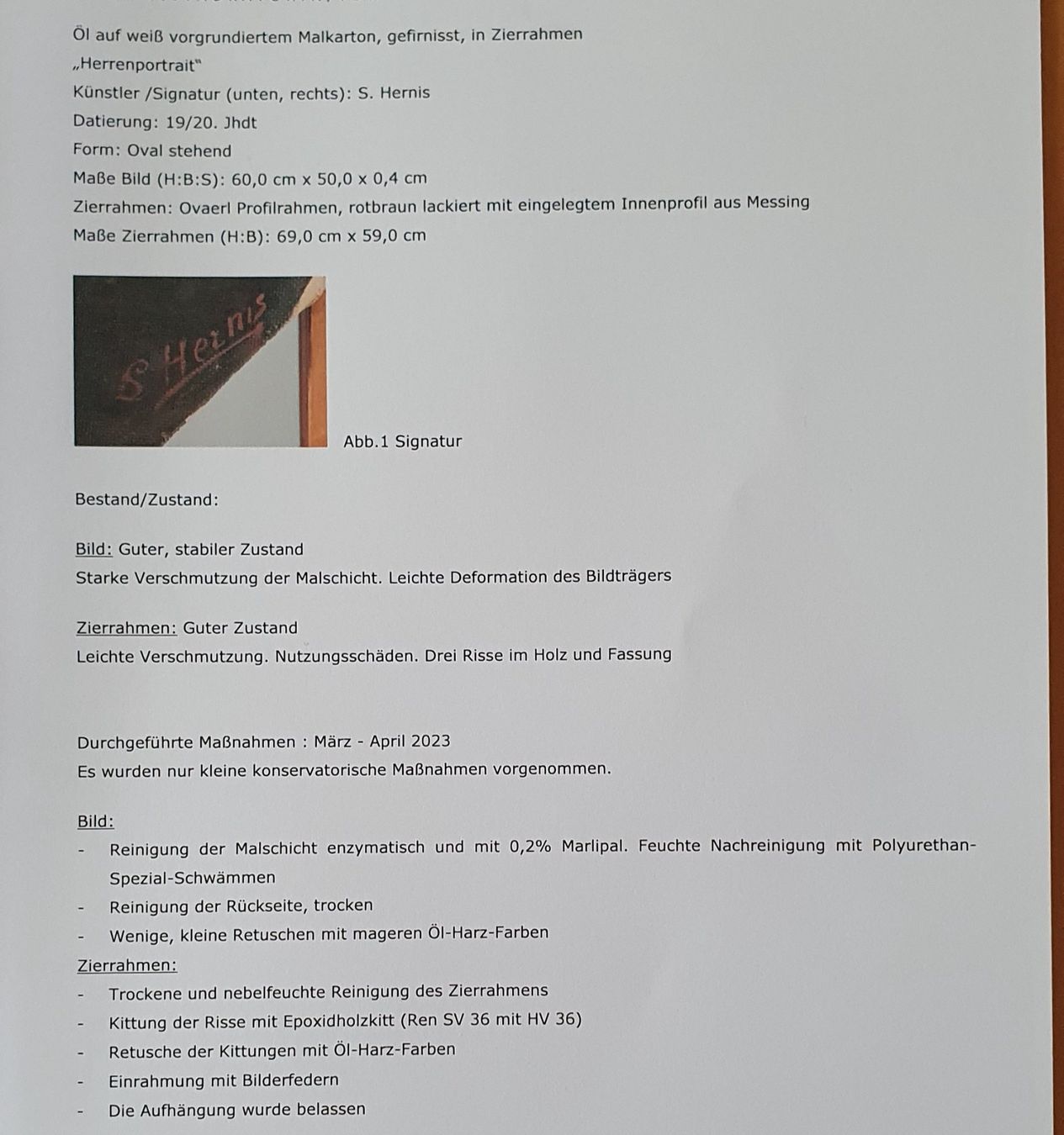 Gemälde: Gemälde - Herrenportrait, signiert S. Hernis – Gebraucht aus Kreuzlingen von Rschweiz1 5