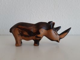 Nashorn Holzskulptur Vintage, wie neu