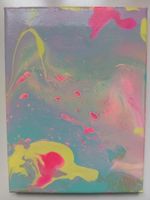 Acryl Pouring blau, rosa, gelb, gold