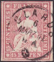 24G (24B4) erstklassige Marke von GLARUS: 6.MÄRZ.1863 +Bogen