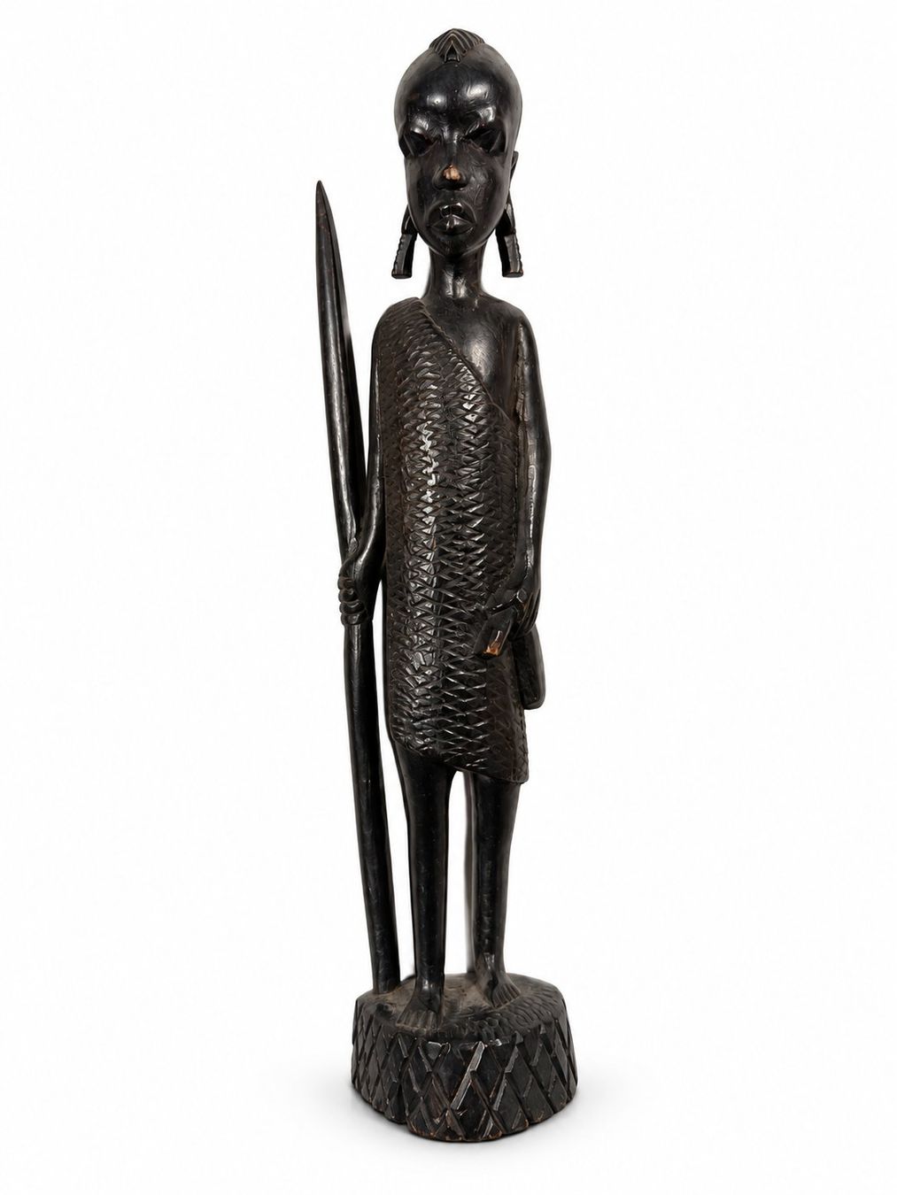 Sculptures & Statues: Dunkle geschnitzte Holzfigur mit langem Stab – D'occasion à Zollikerberg par lin_yc2n