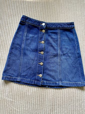 H&M Divided Jeans Jupe Minirock Denim Blau Knöpfe Gr. 34
