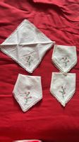 4 tovaglioli cotone fiorati ricamati a mano 20x20 cm