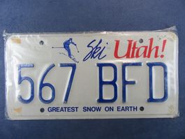 USA AUTONUMMER UTAH GREATEST SNOW ON EARTH SKI GEFAHREN OLDI