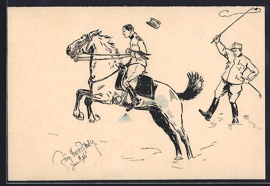 Ansichtskarten: Handgemalt, sign. Fritz Dworzak: Pferd e – Gebraucht aus Berlin von bartko-reher