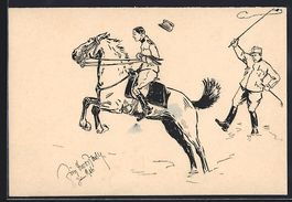 Handgemalt, sign. Fritz Dworzak: Pferd e