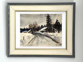 Acquarelle sur papier de Walter Mafli paysage hivernal