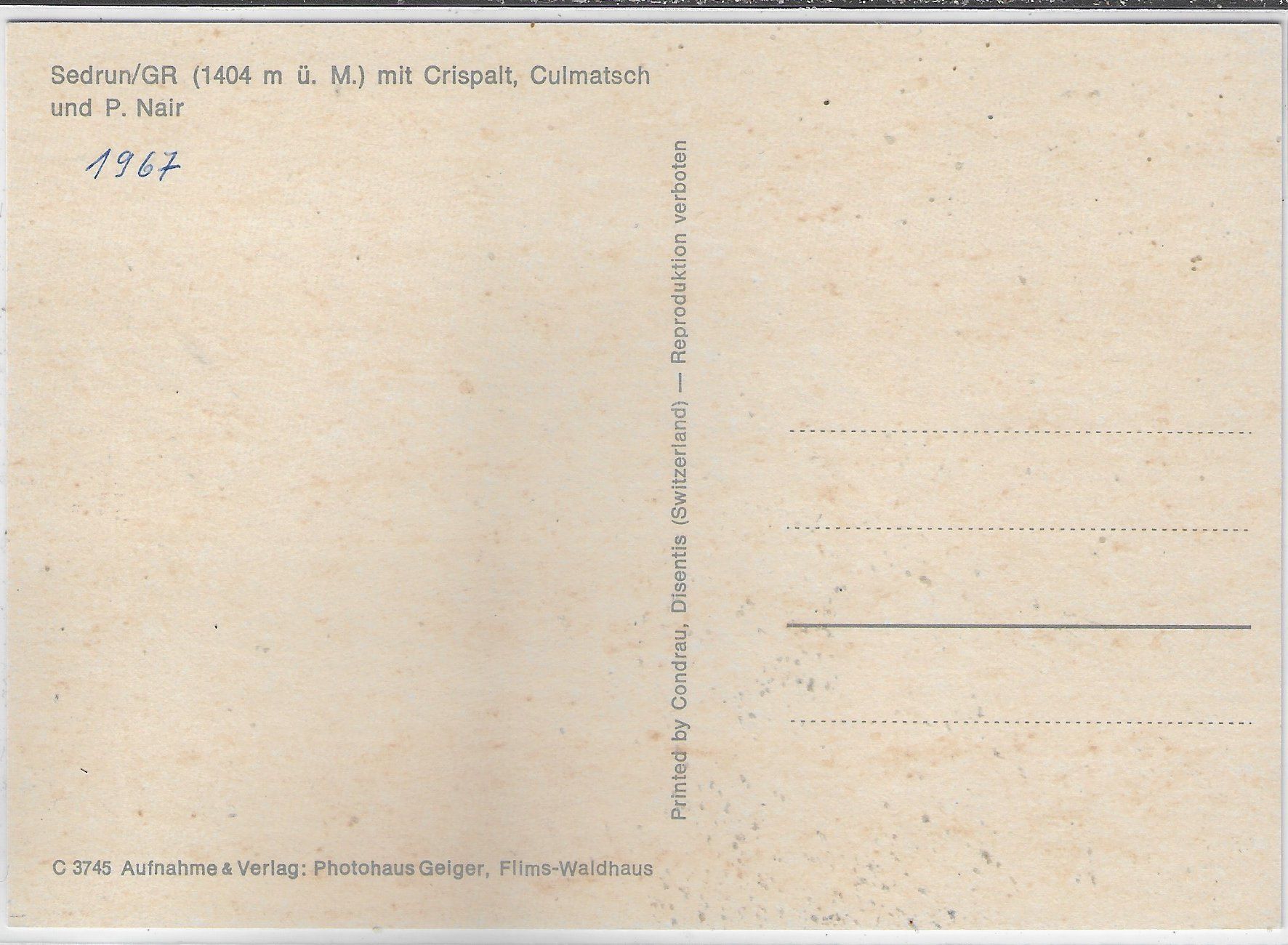 Cartoline postali: Sedrun - Generalansicht im Winter – Usato da Ettingen venduto da Kartenplanet 1