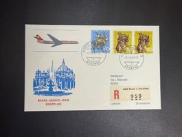 Swissair Erstflugbrief Basel-Rom 1967