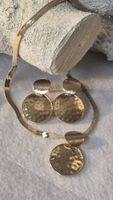 Set collana e orecchini oro design martellato nuovo