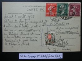 CH-Nachporto Nr. 43 auf Karte von Frankreich