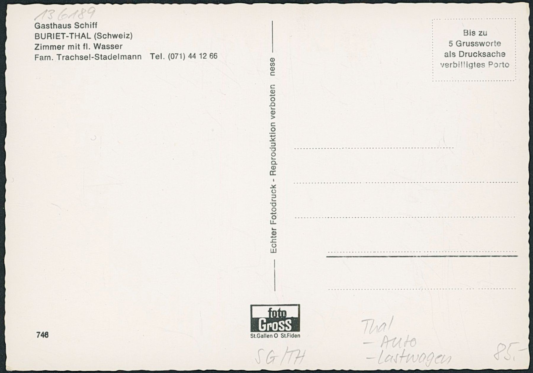 Cartoline postali: SG Thal - Auto - VW Käfer - Lastwagen – Nuovo (secondo la descrizione) da Schindellegi venduto da dolpitz 1