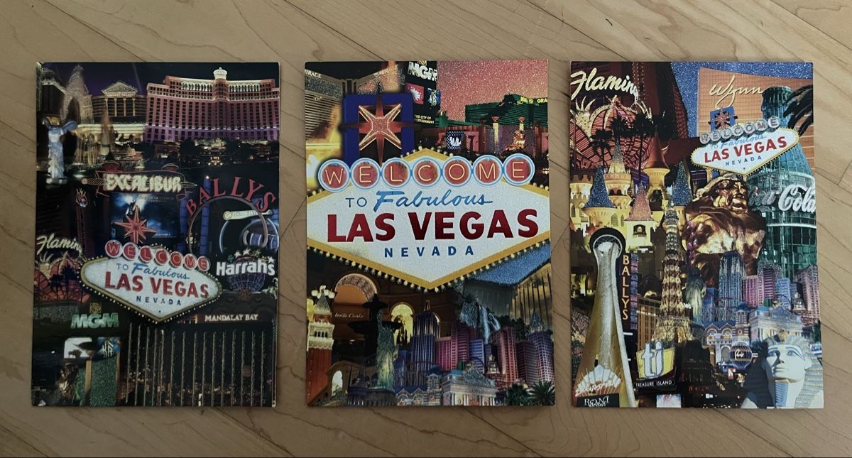 Cartoline postali: 3x Las Vegas Postkarten mit Glitzer – Nuovo (secondo la descrizione) da Sursee venduto da abcdxyz