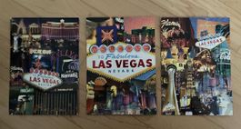 3x Las Vegas Postkarten mit Glitzer