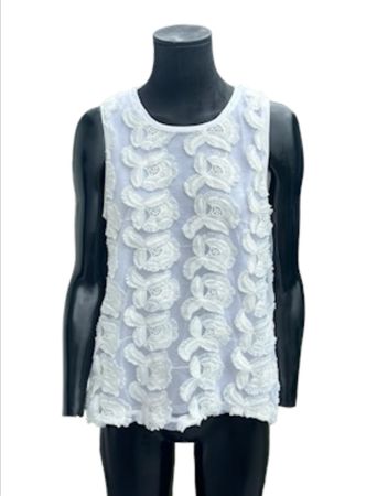 Weisses Sommertop mit Blumenmuster Gr. M