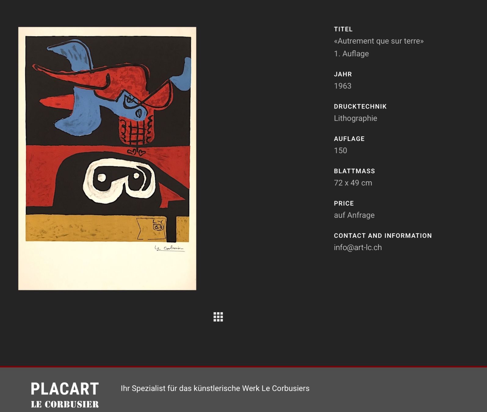 Grafica & Litografie: Le Corbusier 1963, Autrement que sur terre – Usato da Zürich venduto da WKND93 6