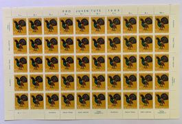 Pro Juventute 1968 - 3 Bogen ** Einheimische Tiere