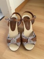 Keilabsatz Sandalen Grösse 39 Leder/Stoff braun geringe Gebr