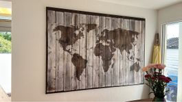 Wandbild Weltkarte Holzoptik