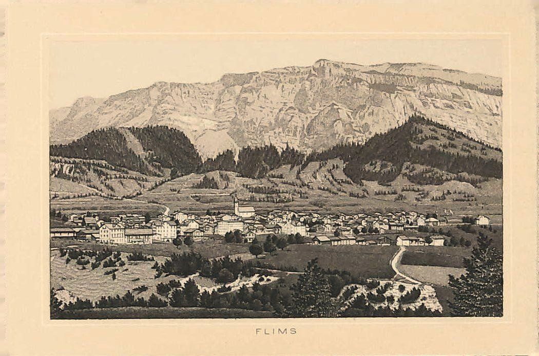 Stiche: Flims Chromlithographie um 1890 – Gebraucht aus Rafz von Helvet32