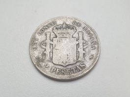 🇪🇸  2 Pesetas 1882 Silver 10g