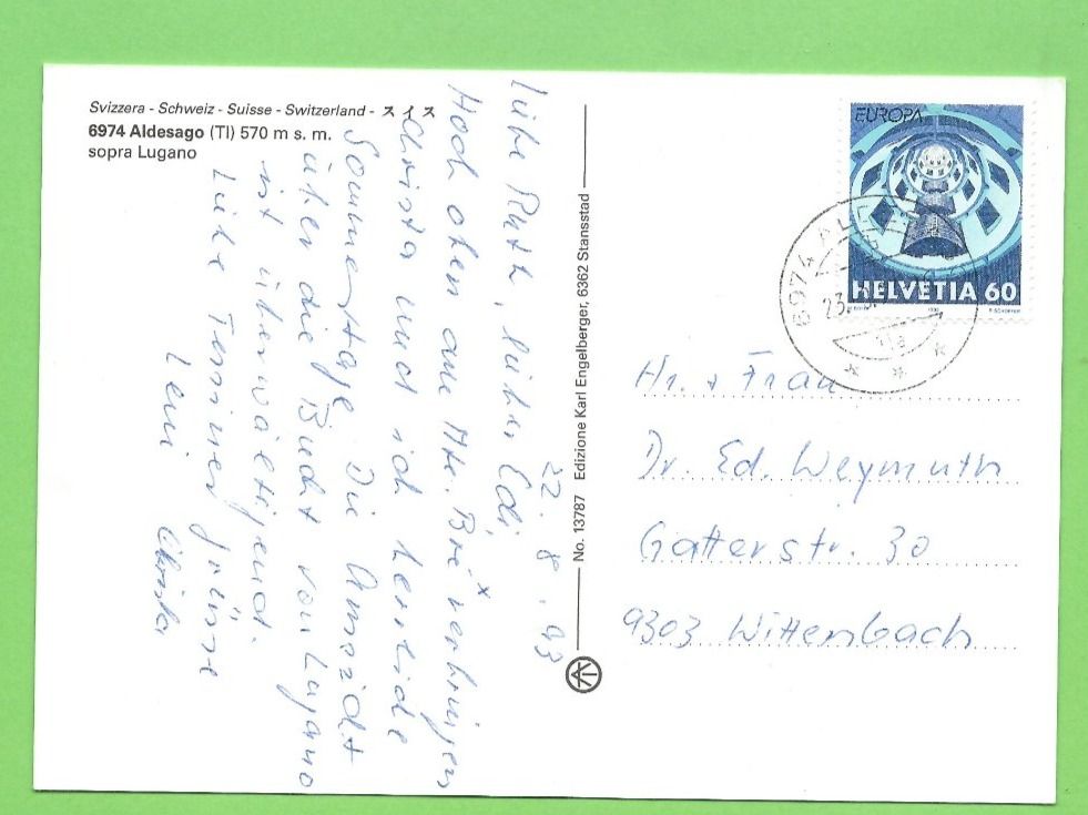 Cartoline postali: Aldesago (TI) sopra Lugano – Usato da Zürich venduto da t24_de 1