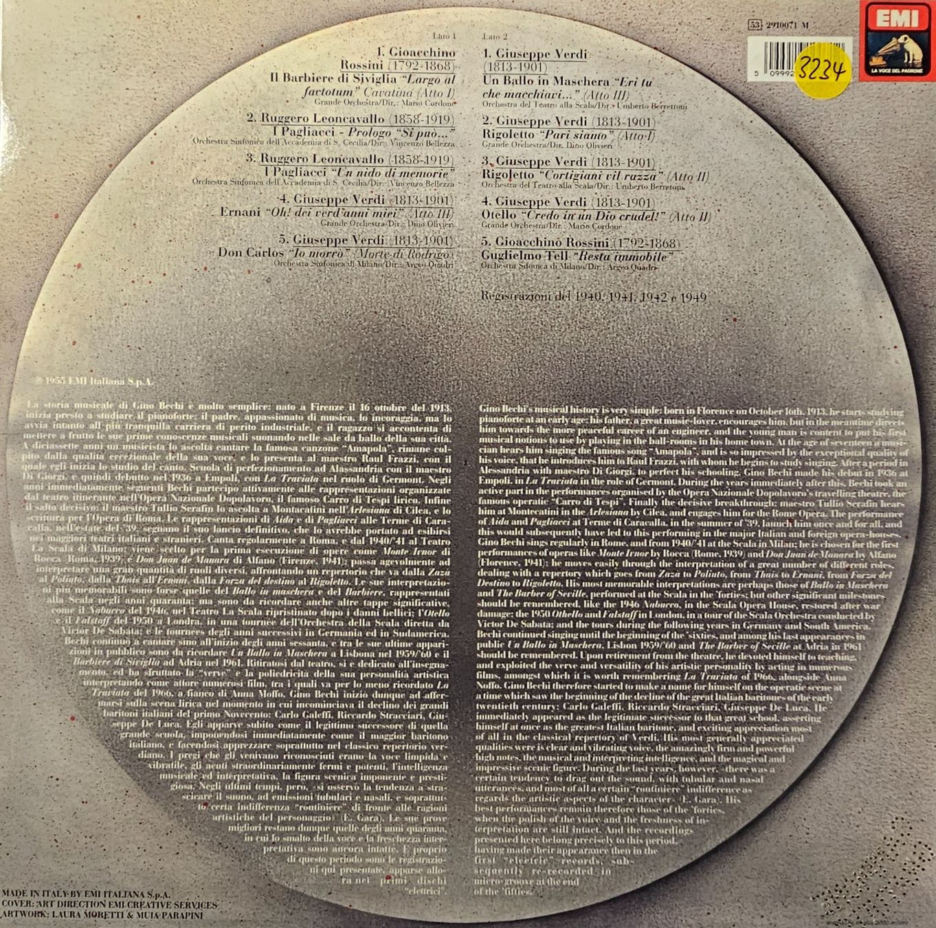 Schallplatten: Gino Bechi - HMV Great Voices – Gebraucht aus Wahlen b. Laufen von Cg10 1