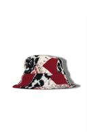 Sommerhut Fischerhut Bucket Hat Patchwork Rot/Weiss/Schwarz