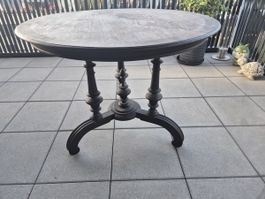Massivholz Esstisch Ø95 cm | Schwarz/Braun | Säulenfuss
