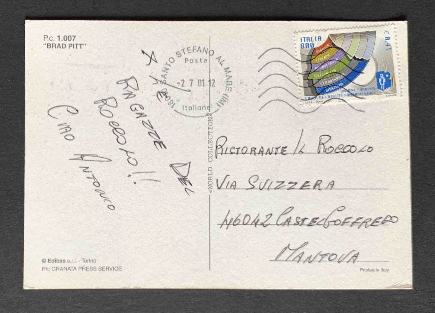 Cartoline postali: AK BRAD PITT – Usato da Goldau venduto da artelier1 1