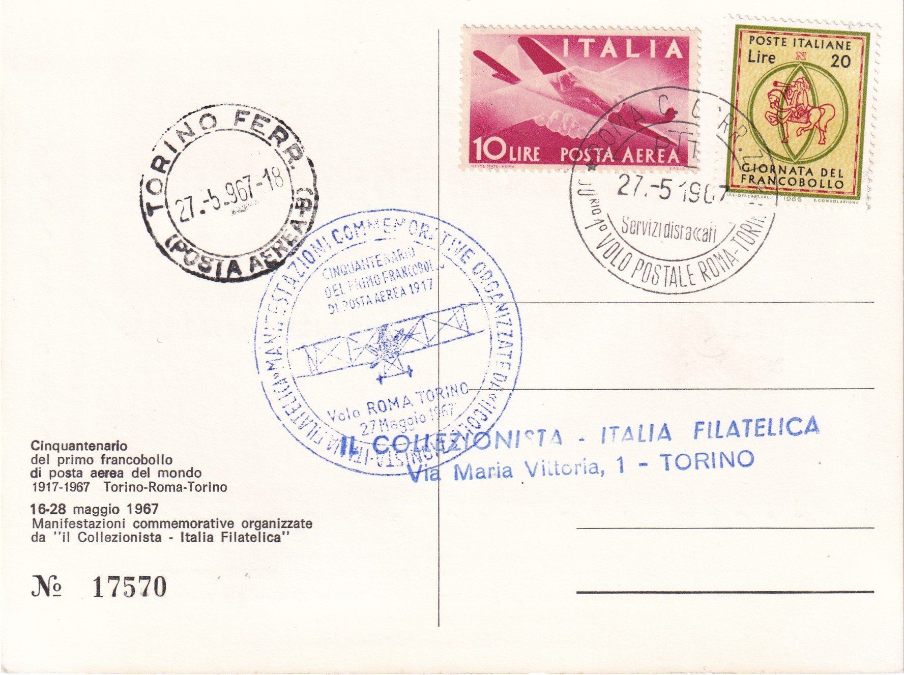 Tutti i francobolli: 4 cartoline commemorative primo francobollo posta aerea – Nuovo (secondo la descrizione) da Castione venduto da Rx-stamps 4