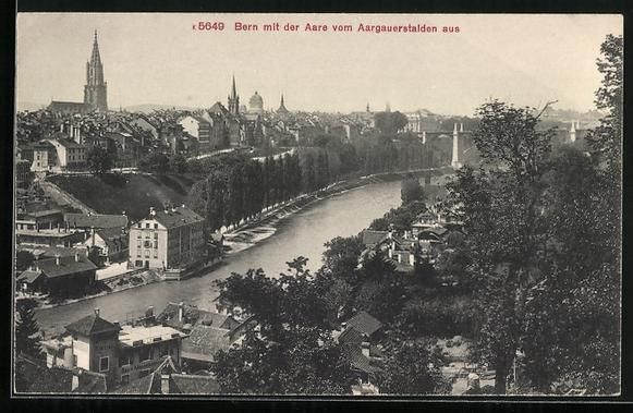 Cartoline postali: Bern, Ortsansicht und Aare vom Aargauers – Usato da Berlin venduto da bartko-reher