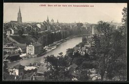 Bern, Ortsansicht und Aare vom Aargauers