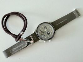 OMEGA x SWATCH Mission to Saturn + brown cord bracelet