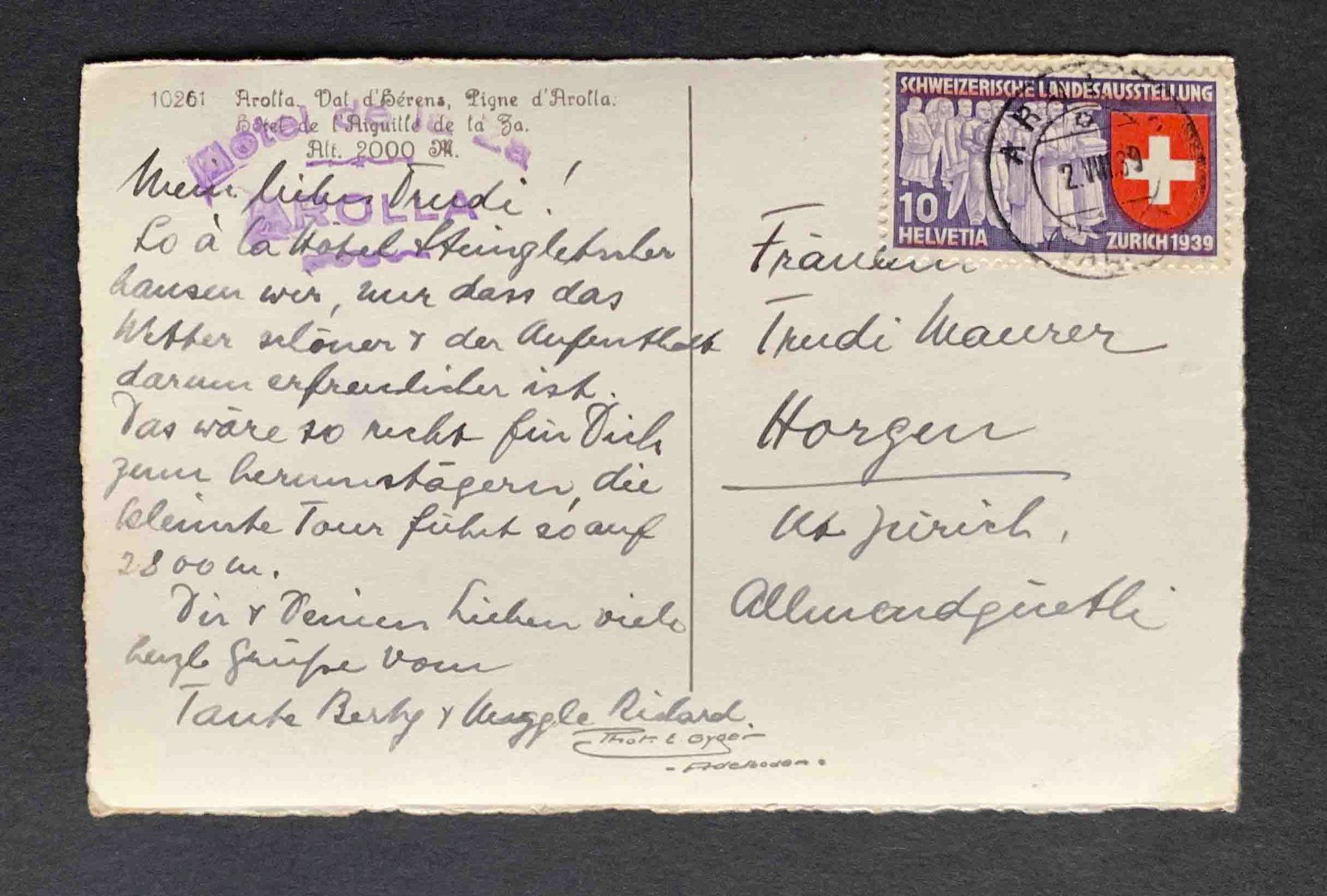 Cartoline postali: AK Arolla Val D Herens gelaufen – Usato da Goldau venduto da artelier1 1