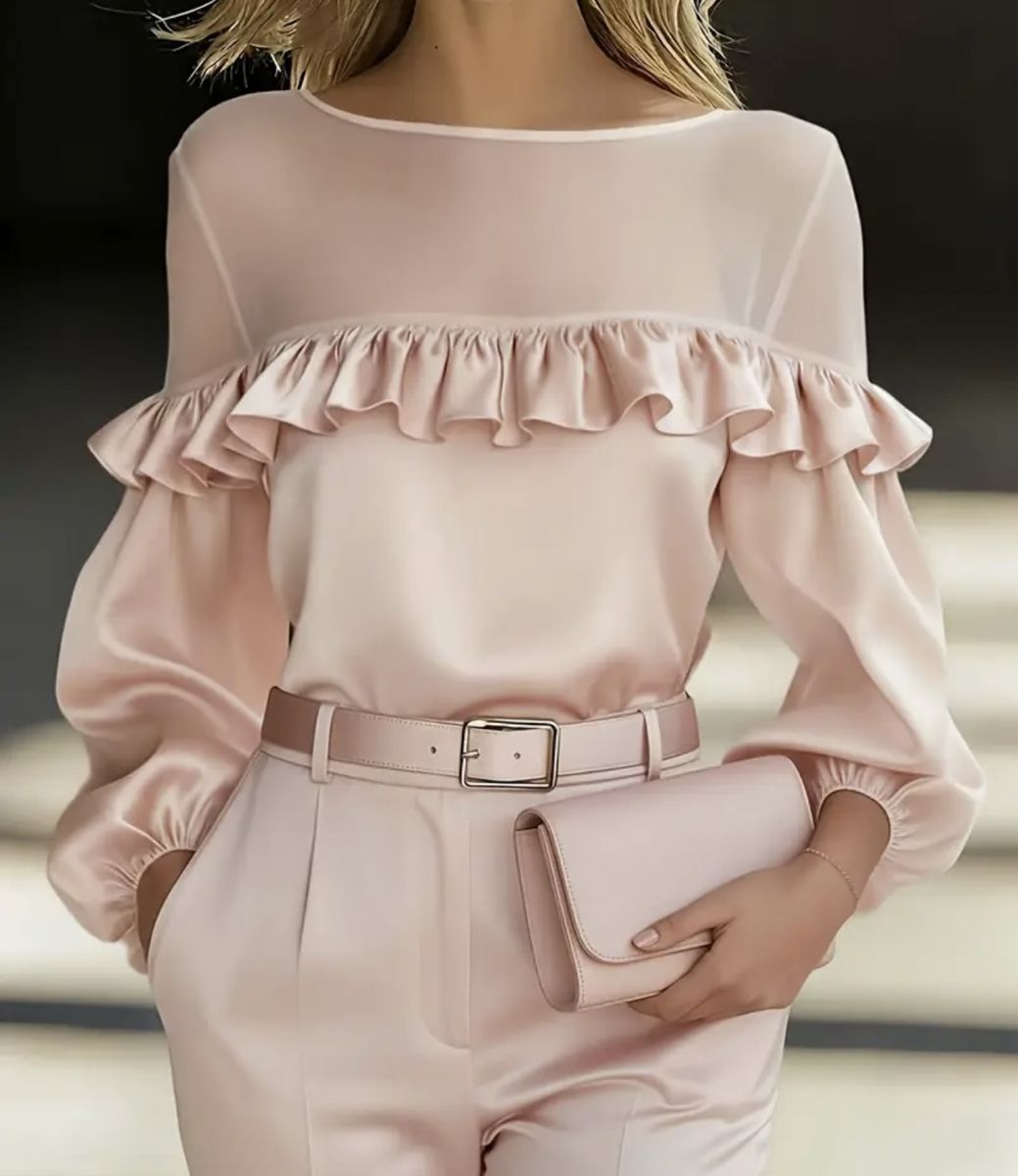 Camicette: Camicia rosa cipria con volant e maniche sbuffo, tg. S – Nuovo e nell'imballaggio originale da Gordevio venduto da LanaZimm 4