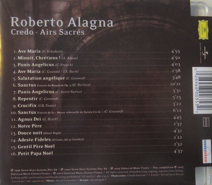 CD: Robert Alagna - Credo - Airs Sacrés – Usato da Grüningen venduto da azulblanco 1