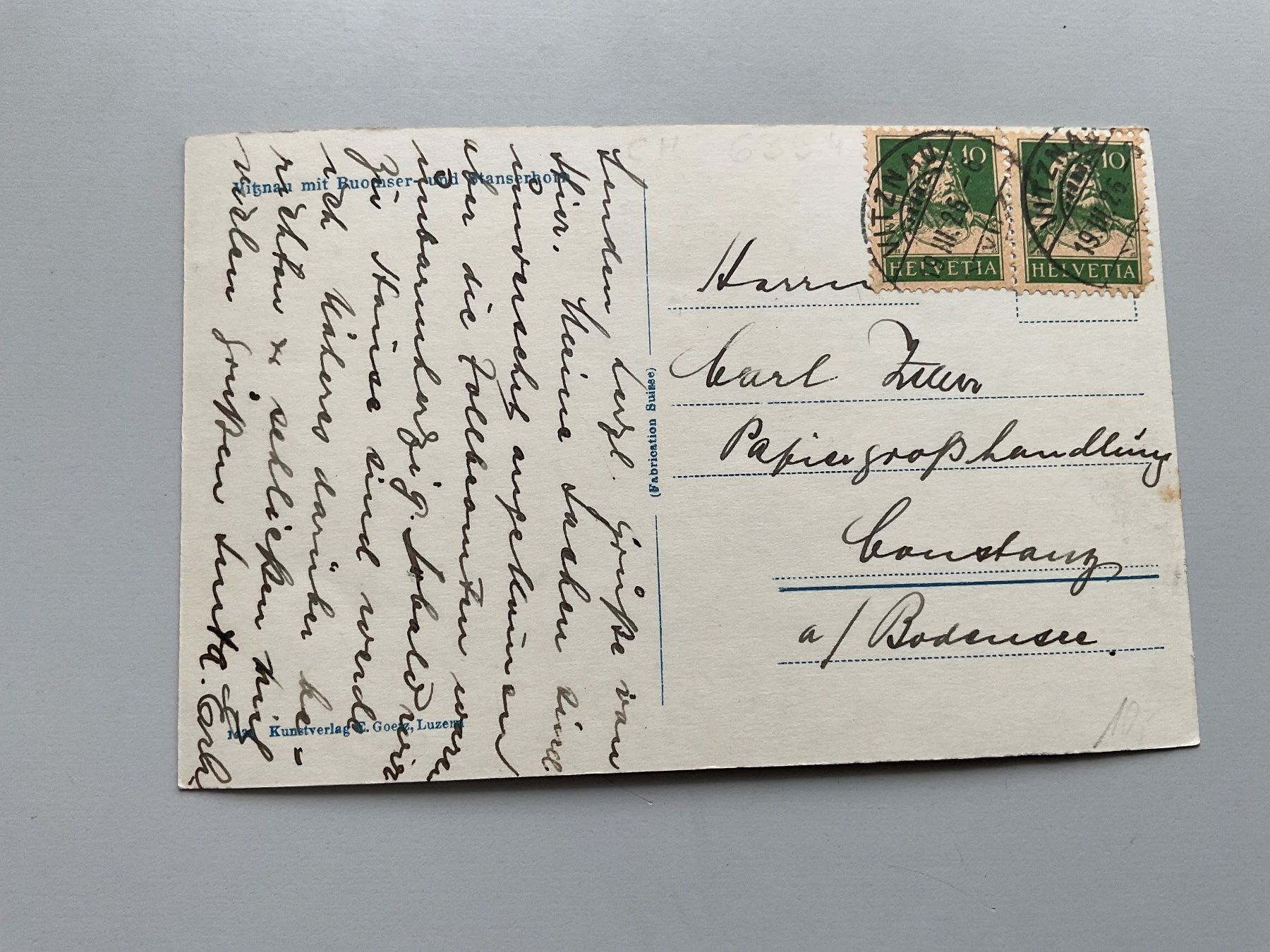 Cartoline postali: Vitznau mit Buochser- und Stanserhorn (Nr. 1435) – Usato da Bottighofen venduto da onyx42 1