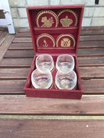 Vintage Whisky-Gläser Set mit Originalbox – 4 Gläser & Unter