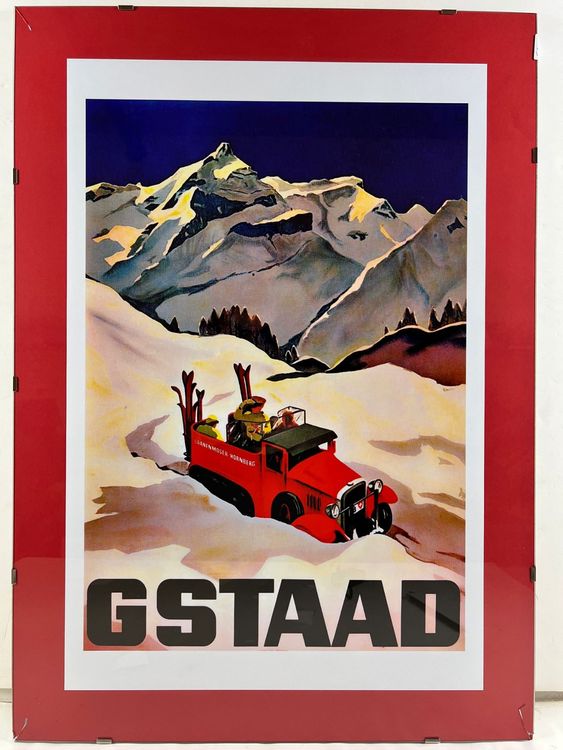 Affiche Vintage GSTAAD SKI 1940 - Poster Haute Qualité 40x60 Cm - Décoration Rétro Ski