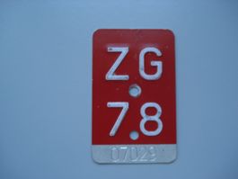 Velonummer ZG 1978