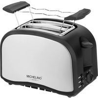 Toaster Edelstahl mit Brötchenaufsatz schwarz/silber