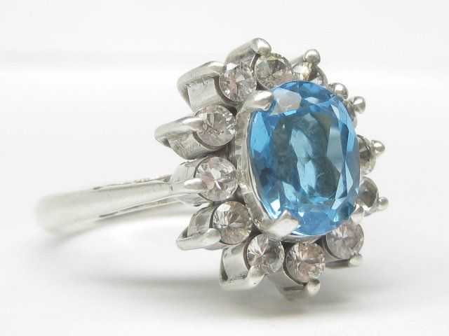 Ringe: Vintage Ring Silber 835 blauer weisser Topas Gr. 58 – Gebraucht aus Ermatingen von Decovin