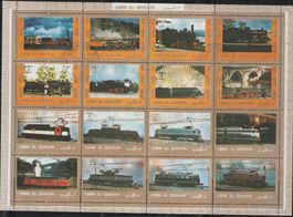 Timbres poste Umm Al Qaiwain 1973 trains excellent état