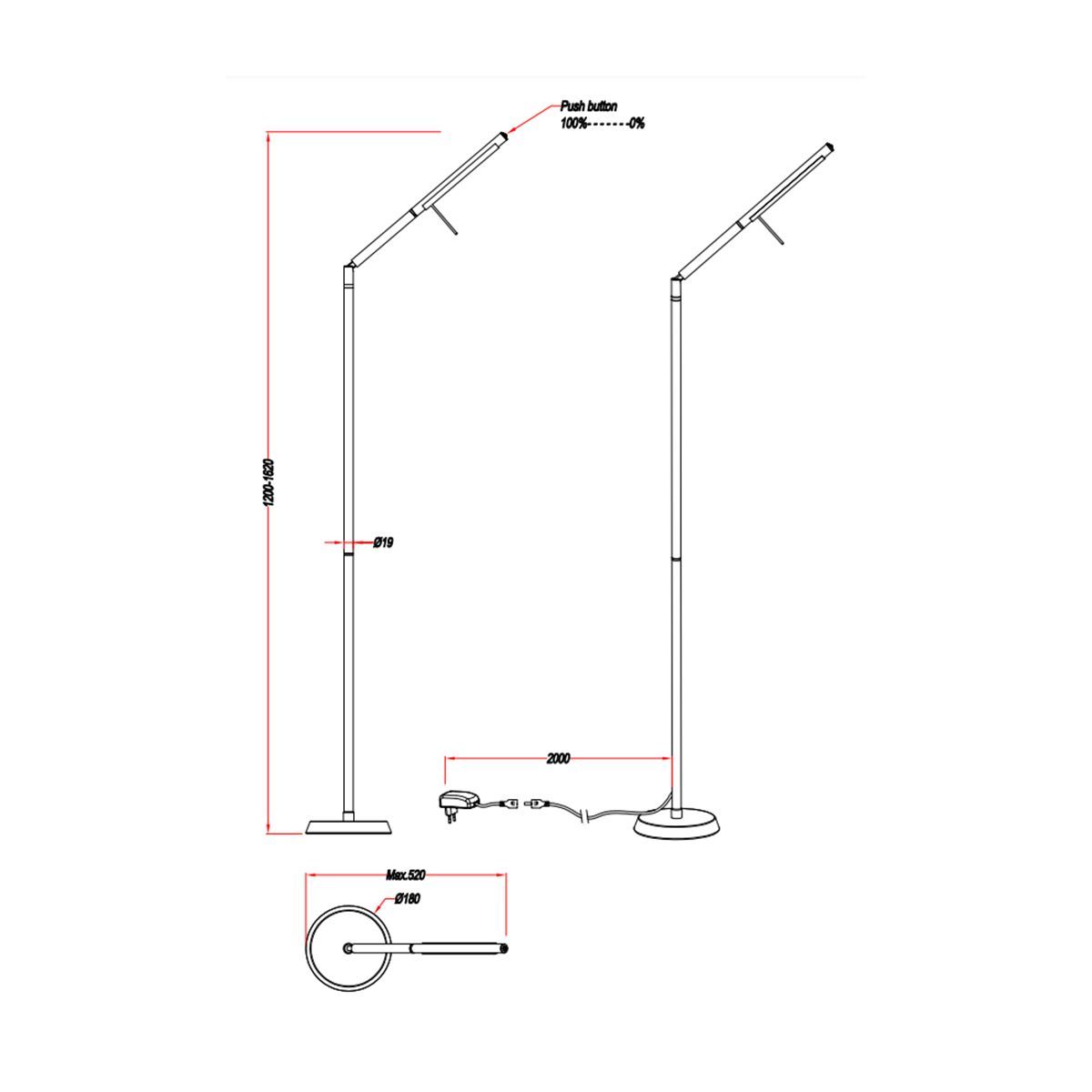 Lampen: LED Stehleuchte, Schwarz, 162 cm Höhe – Neu (gemäss Beschreibung) aus Kreuzlingen von Smart-Light 4