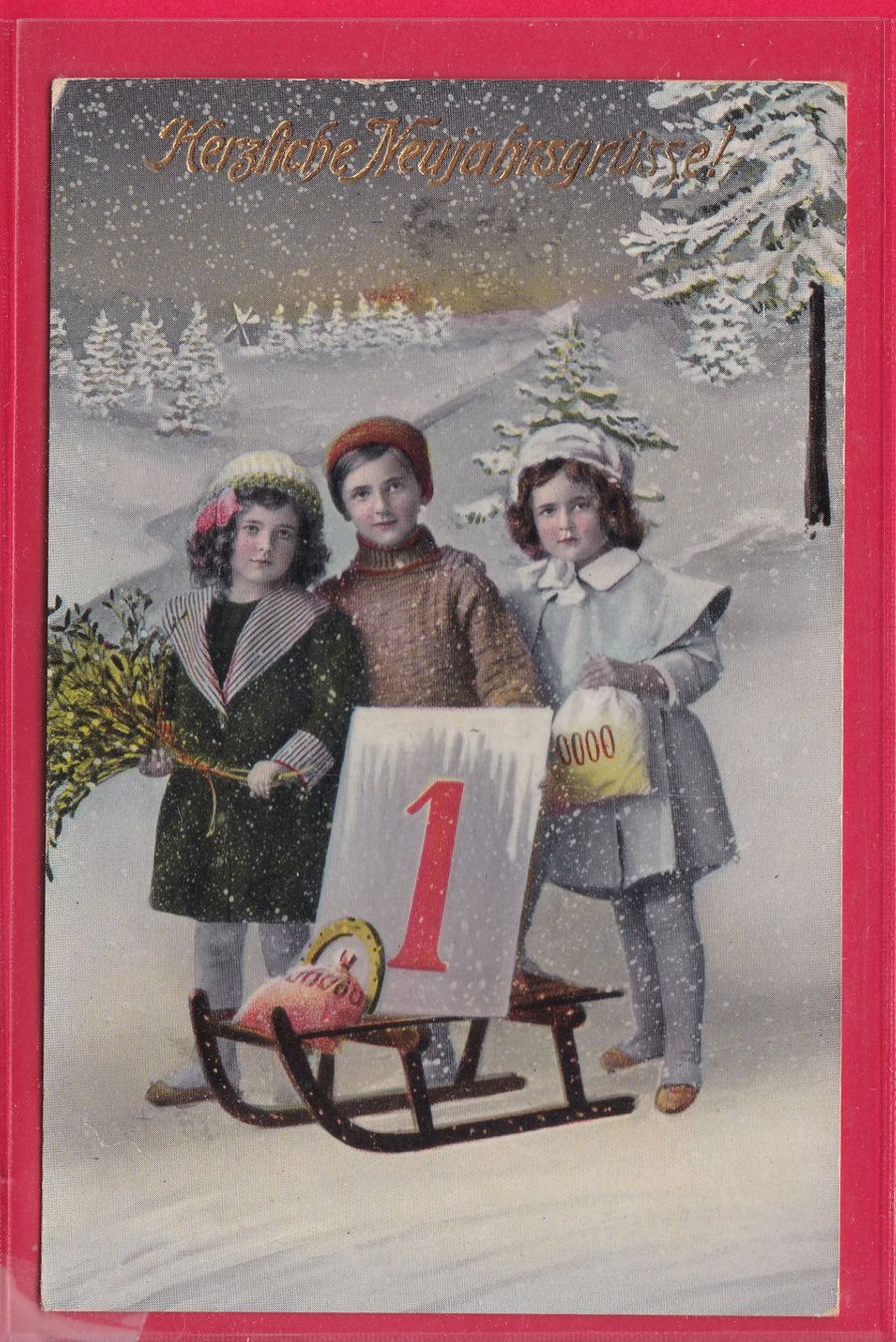 Ansichtskarten: HERZLICHE NEUJAHRSGRÜSSE, 3.1.1916 – Gebraucht aus Oberrieden von Gebirgsstelze