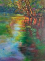 Original: Am Fluss, Öl auf Leinwand, 60x80cm